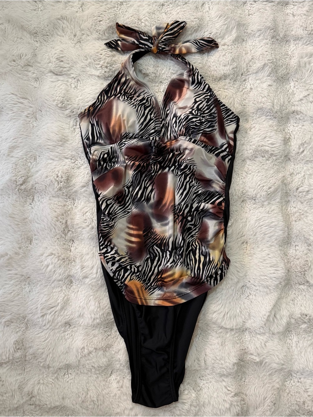 Ingear Y2K Zebra Print Halter One Piece